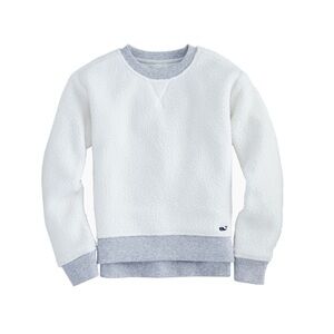 {Vineyard Vines} White and Gray Crewneck Sherpa Sweatshirt